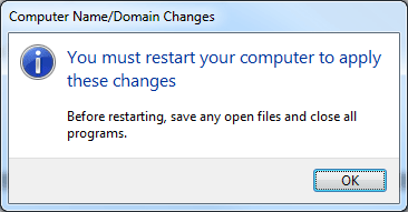 OK to Restart Save Changes